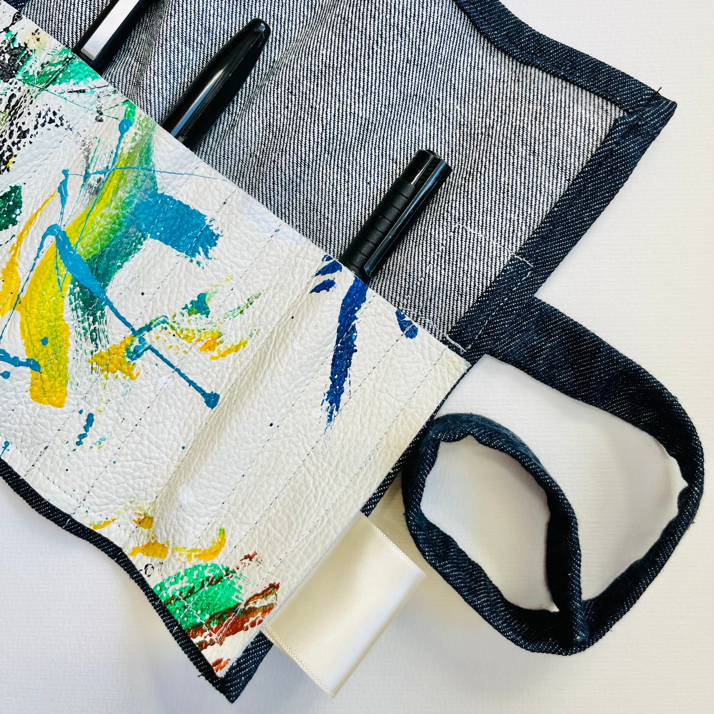 Storage Rolls - Hand Painted Leather & Fabric