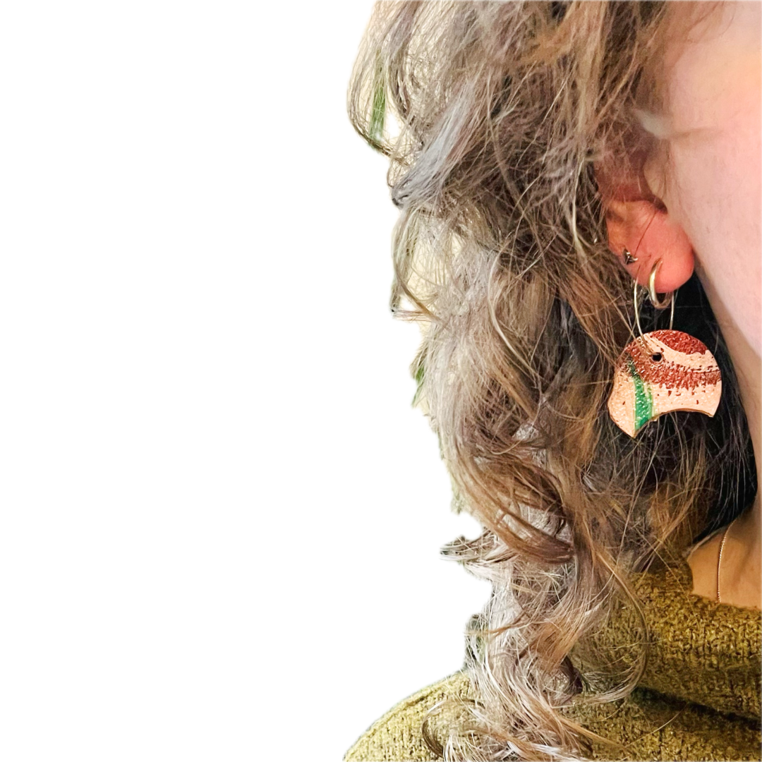 Earrings - Eclectic Shape Leather on Sterling Silver Hoops
