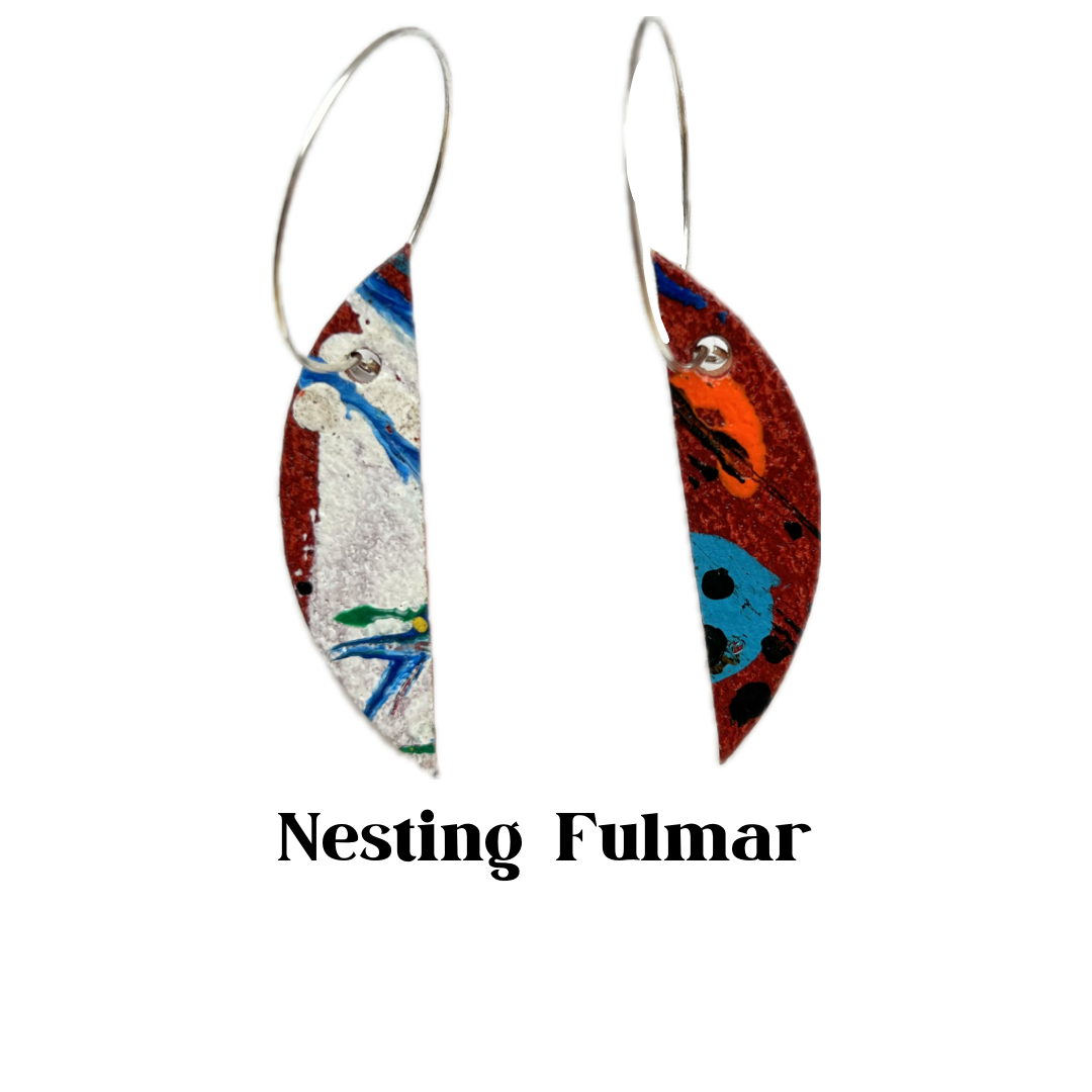 Earrings - Eclectic Shape Leather on Sterling Silver Hoops