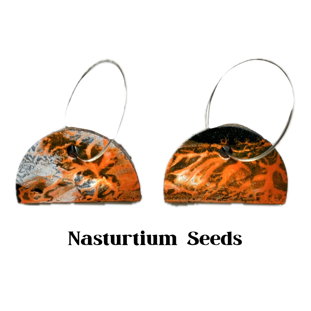 Earrings - Eclectic Shape Leather on Sterling Silver Hoops