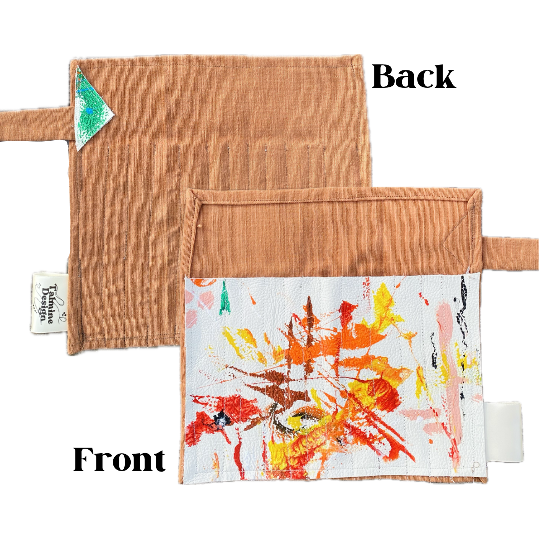 Storage Rolls - Hand Painted Leather & Fabric