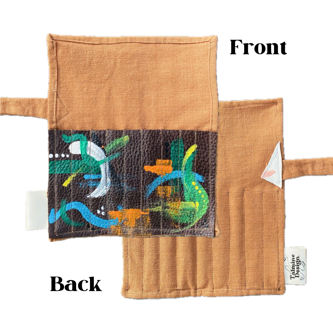 Storage Rolls - Hand Painted Leather & Fabric
