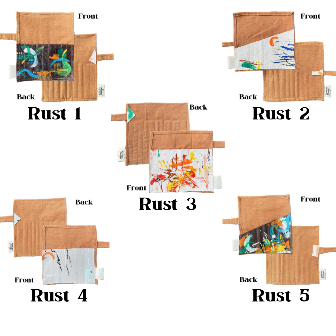 Storage Rolls - Hand Painted Leather & Fabric