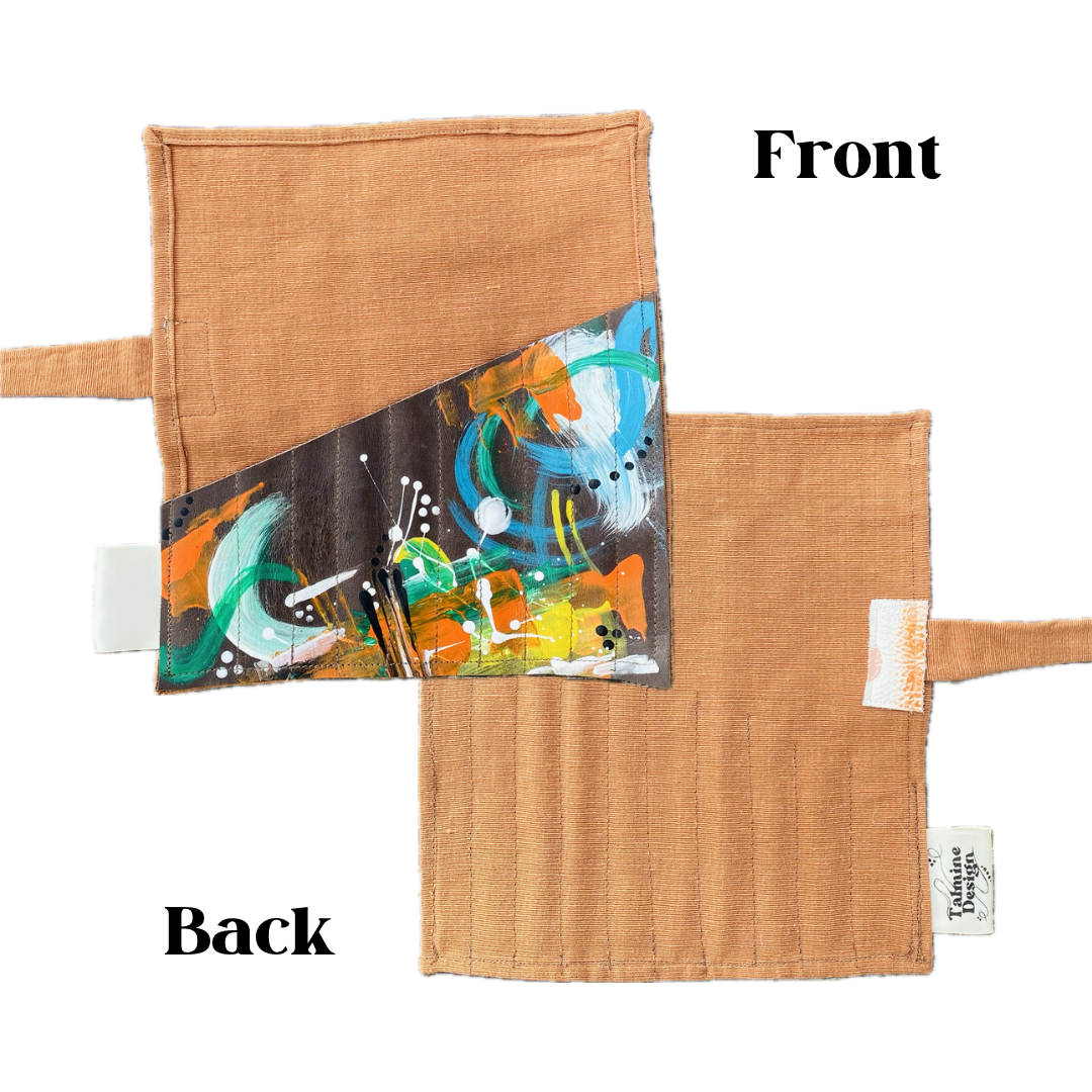 Storage Rolls - Hand Painted Leather & Fabric