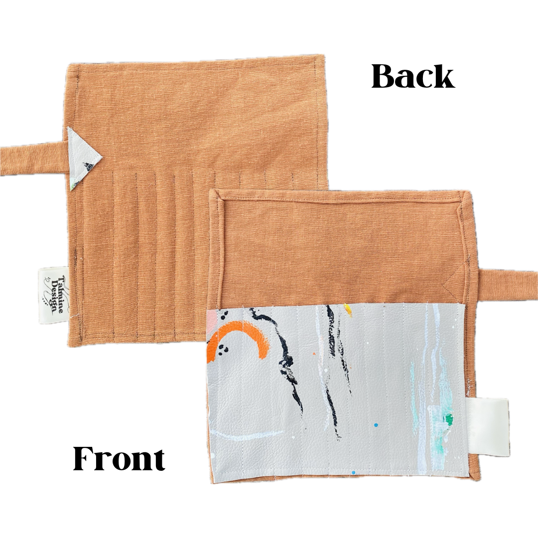 Storage Rolls - Hand Painted Leather & Fabric