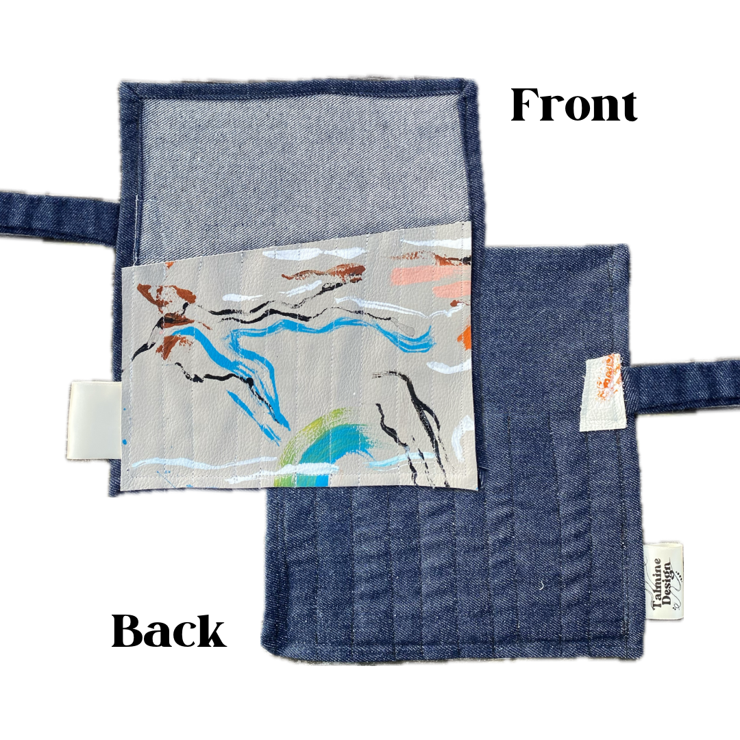Storage Rolls - Hand Painted Leather & Fabric