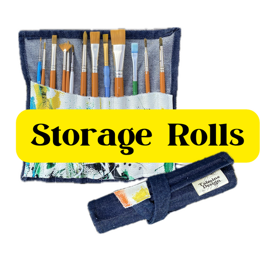 Storage Rolls - Hand Painted Leather & Fabric