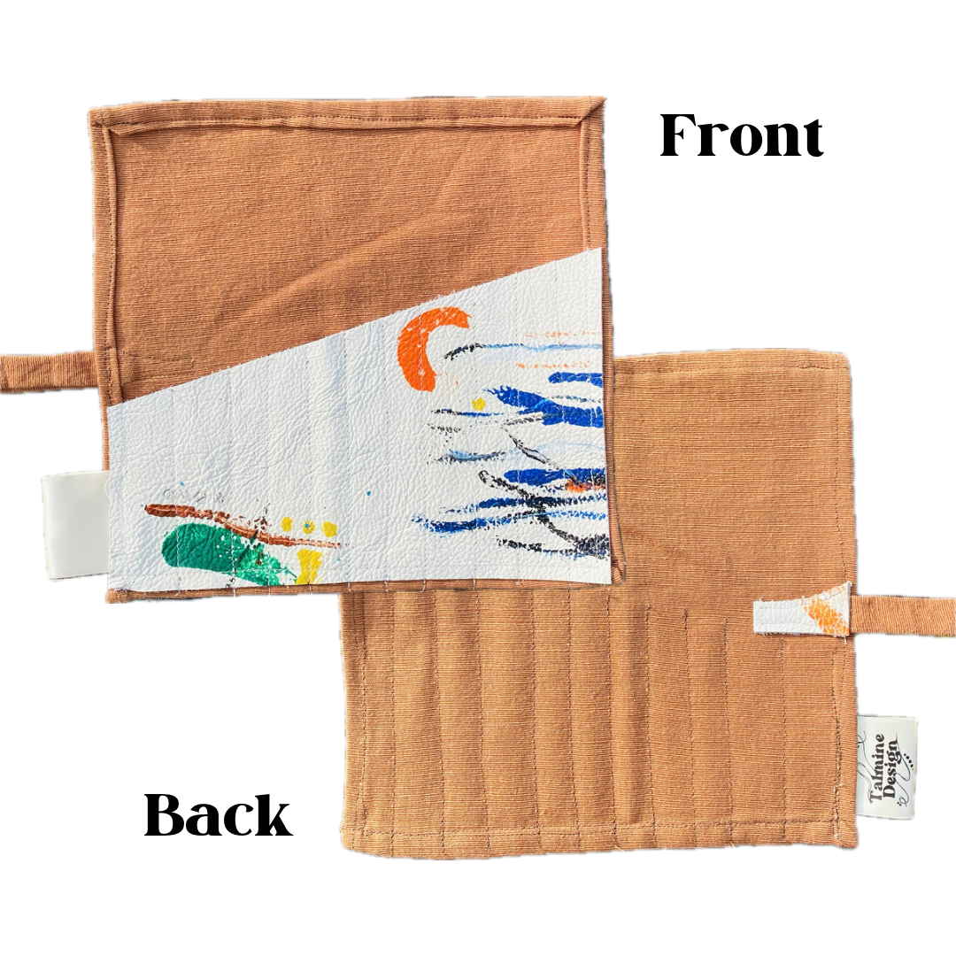 Storage Rolls - Hand Painted Leather & Fabric